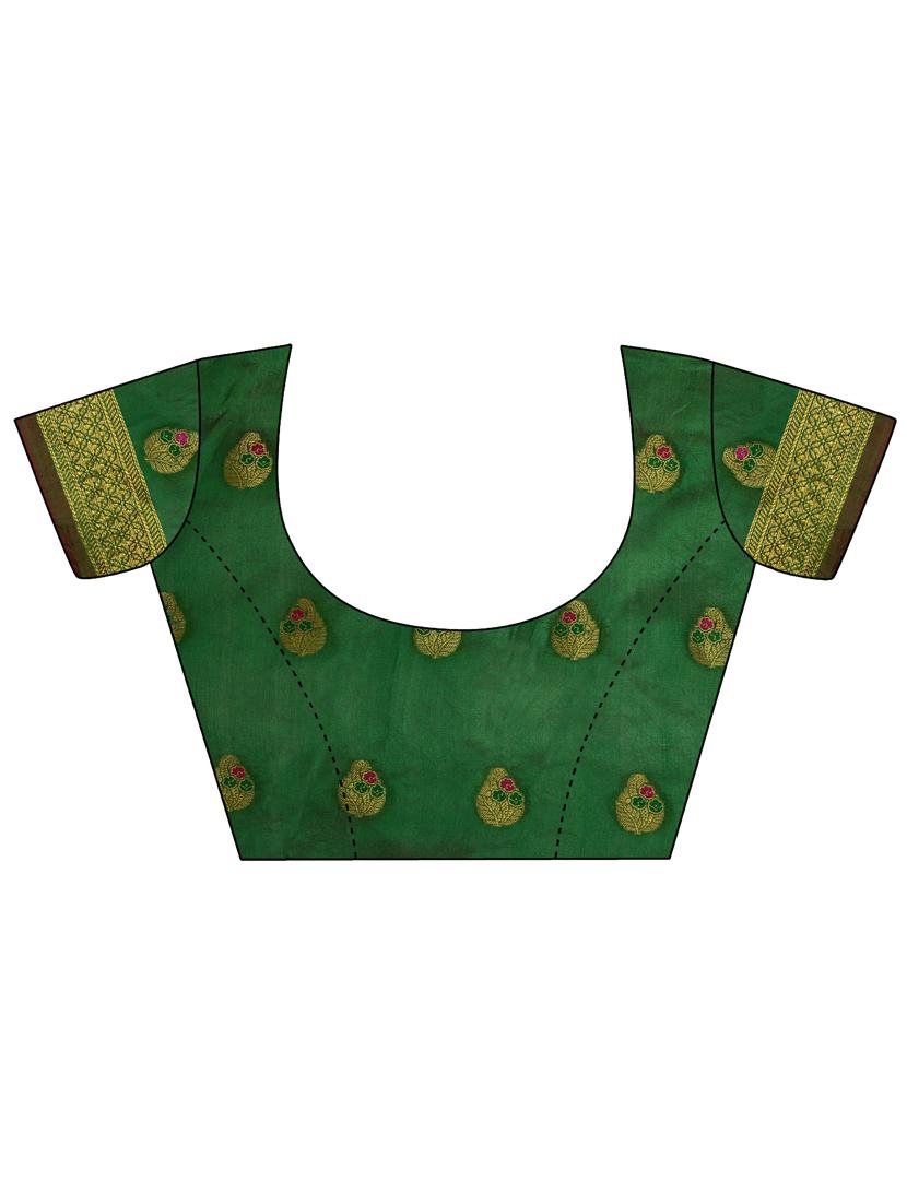 red silk banarasi saree with blouse - 19161247 - Standard Image - 4