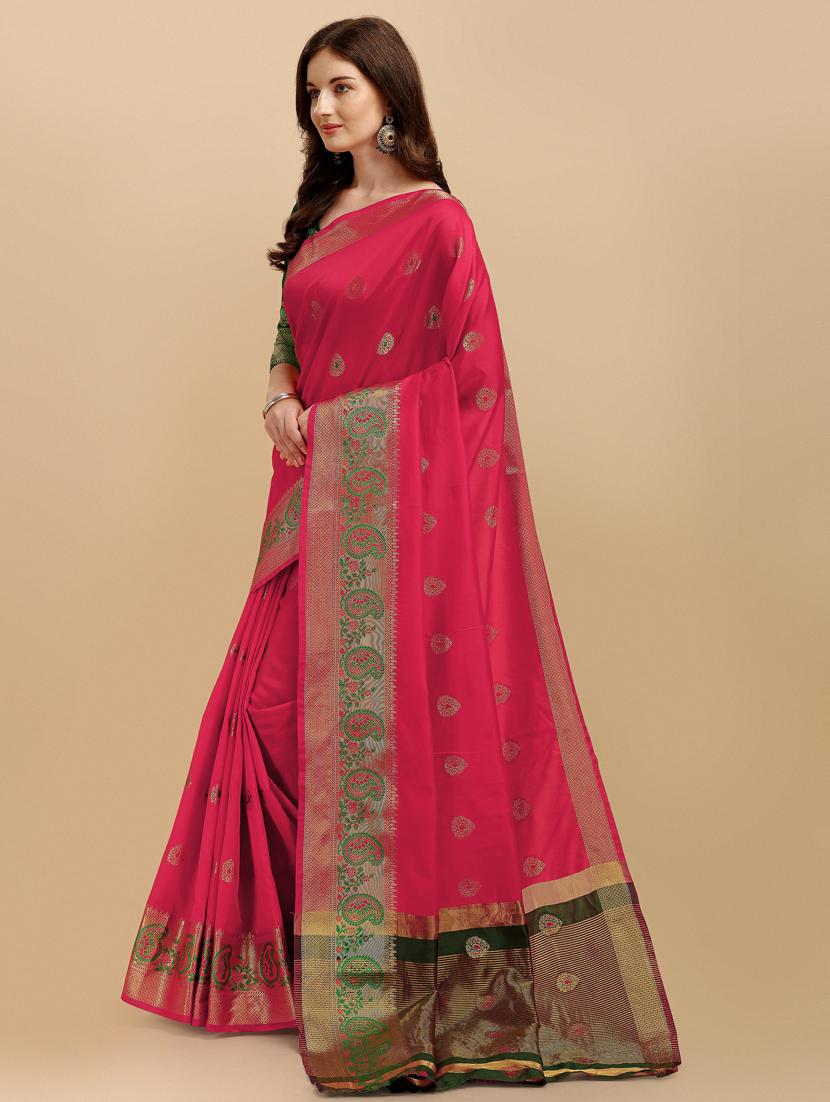 pink silk banarasi saree with blouse - 19161252 - Standard Image - 1
