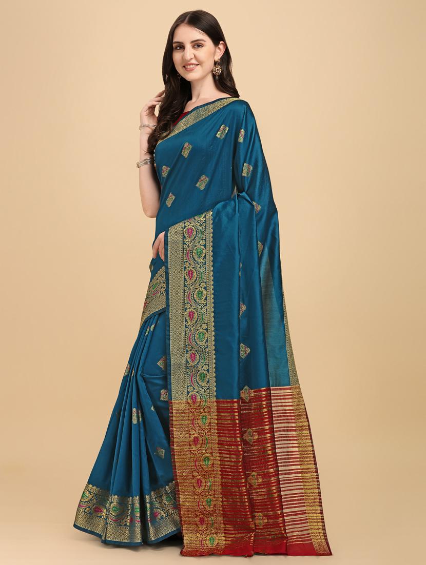 self design banarasi saree with blouse - 19161256 - Standard Image - 1