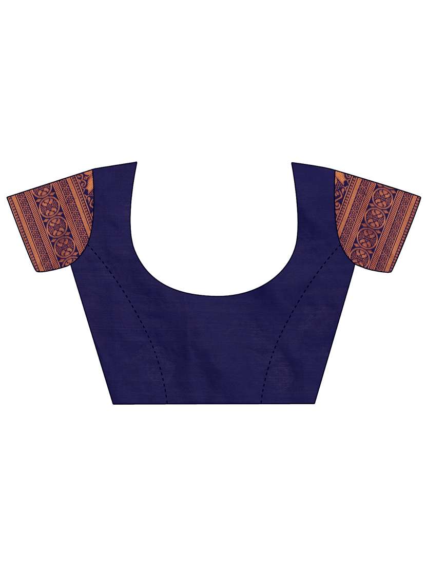 navy silk banarasi saree with blouse - 19161265 -  Standard Image - 4