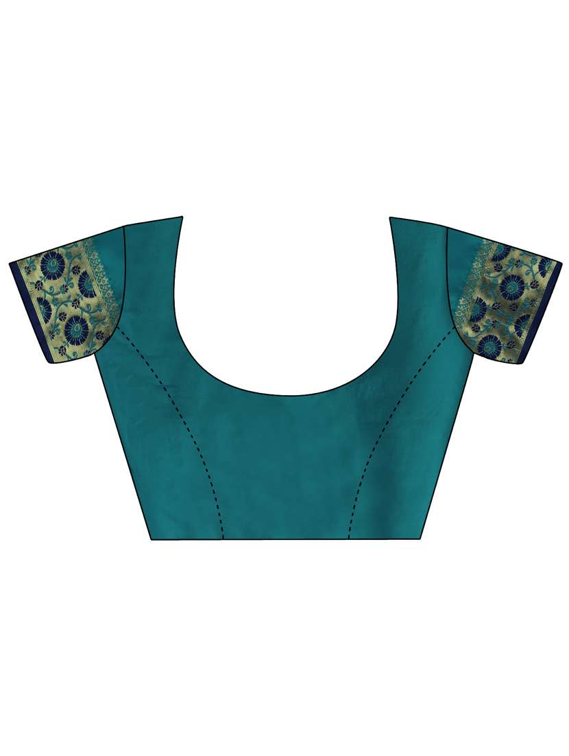 navy silk banarasi saree with blouse - 19161294 -  Standard Image - 4