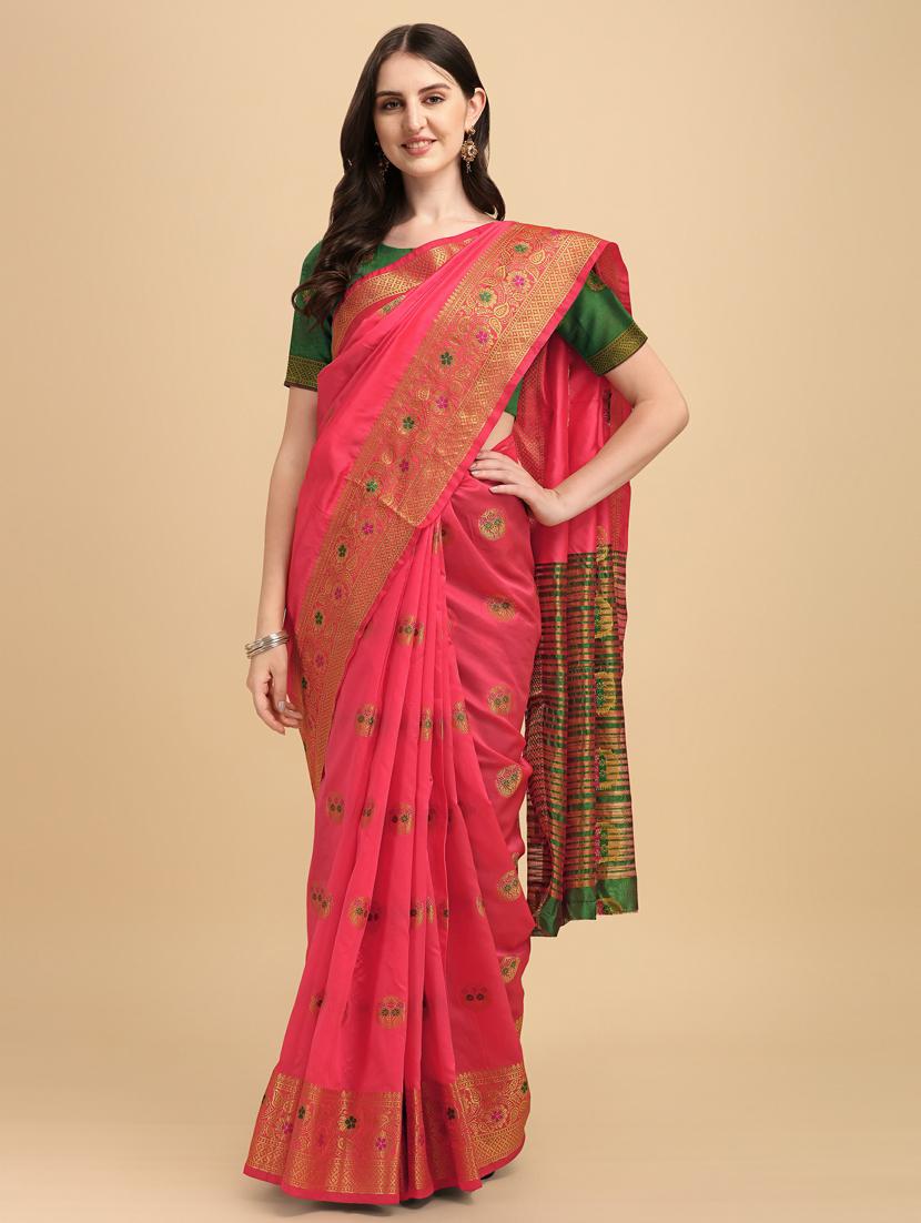 self designed jacquard saree with blouse - 19161326 - Standard Image - 1
