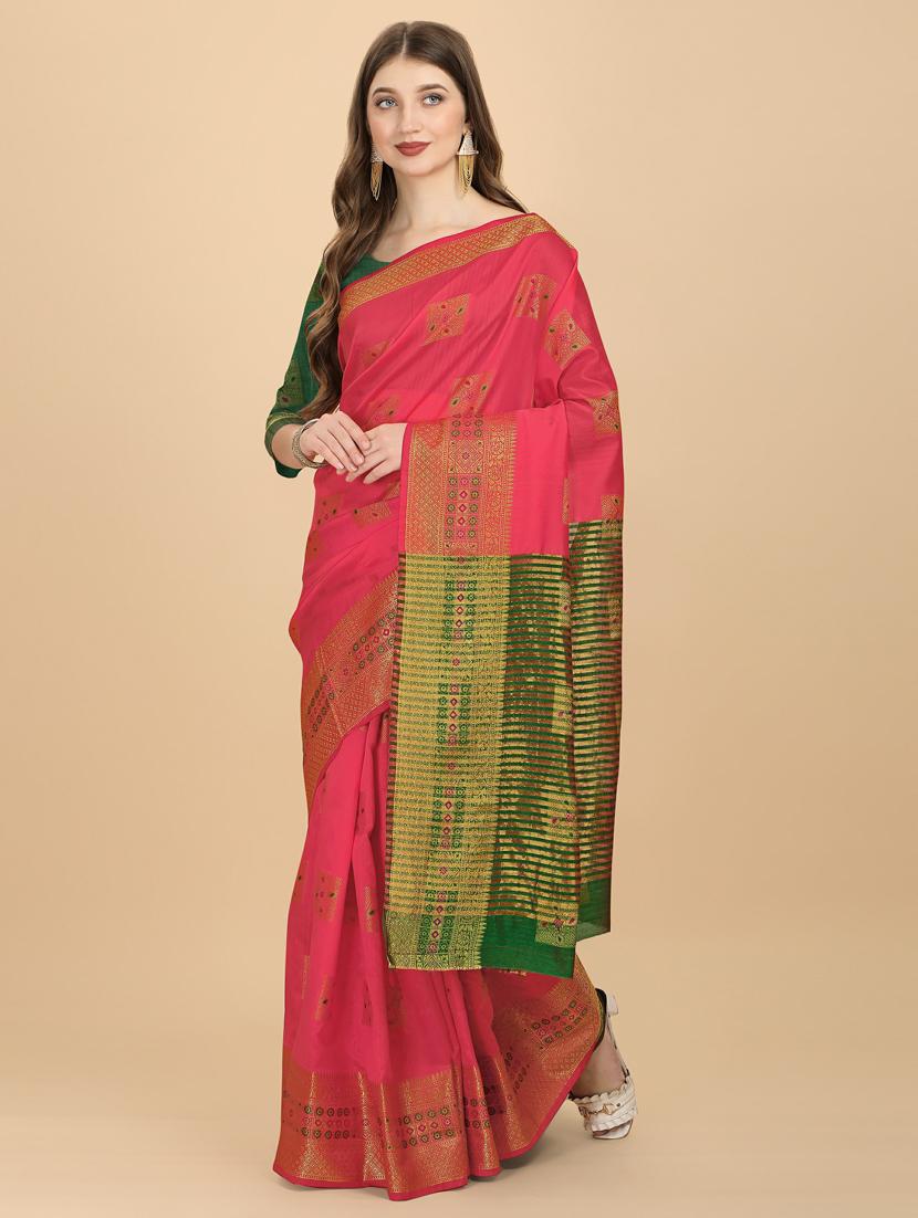 self designed jacquard saree with blouse - 19161332 - Standard Image - 1