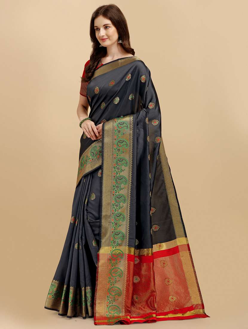 self designed jacquard saree with blouse - 19161335 -  Standard Image - 1