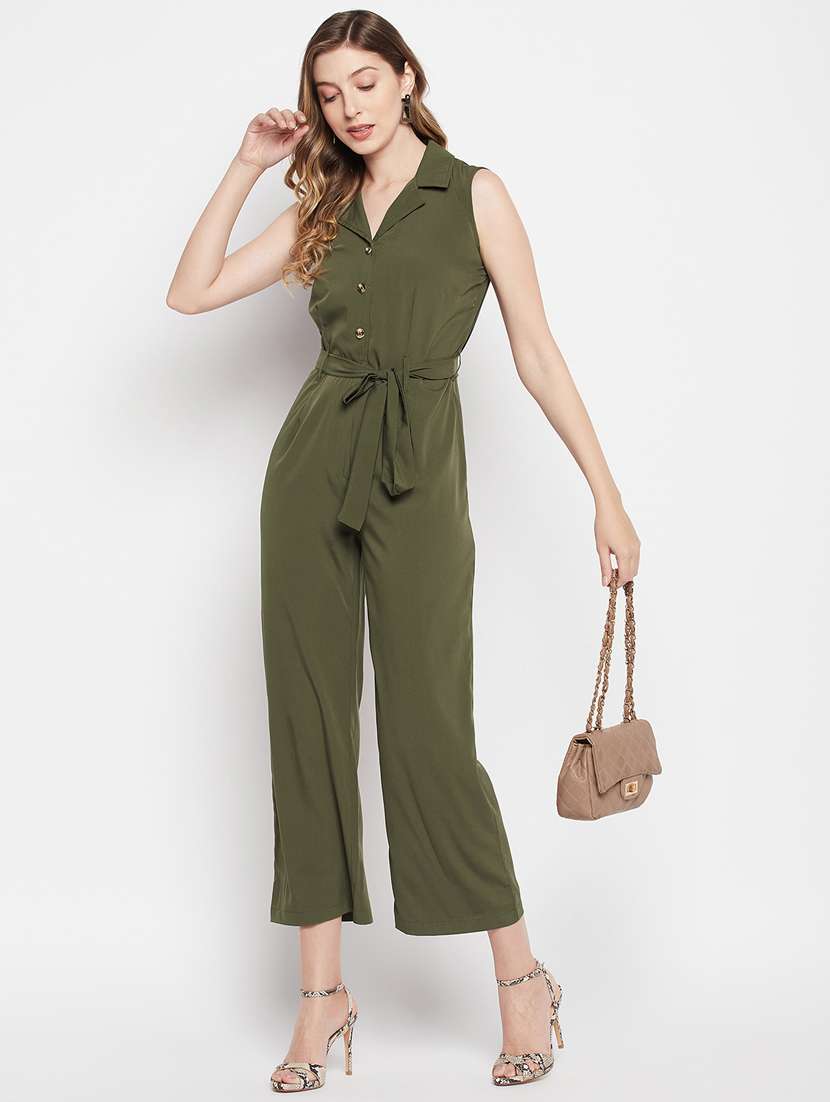 olive solid jumpsuit