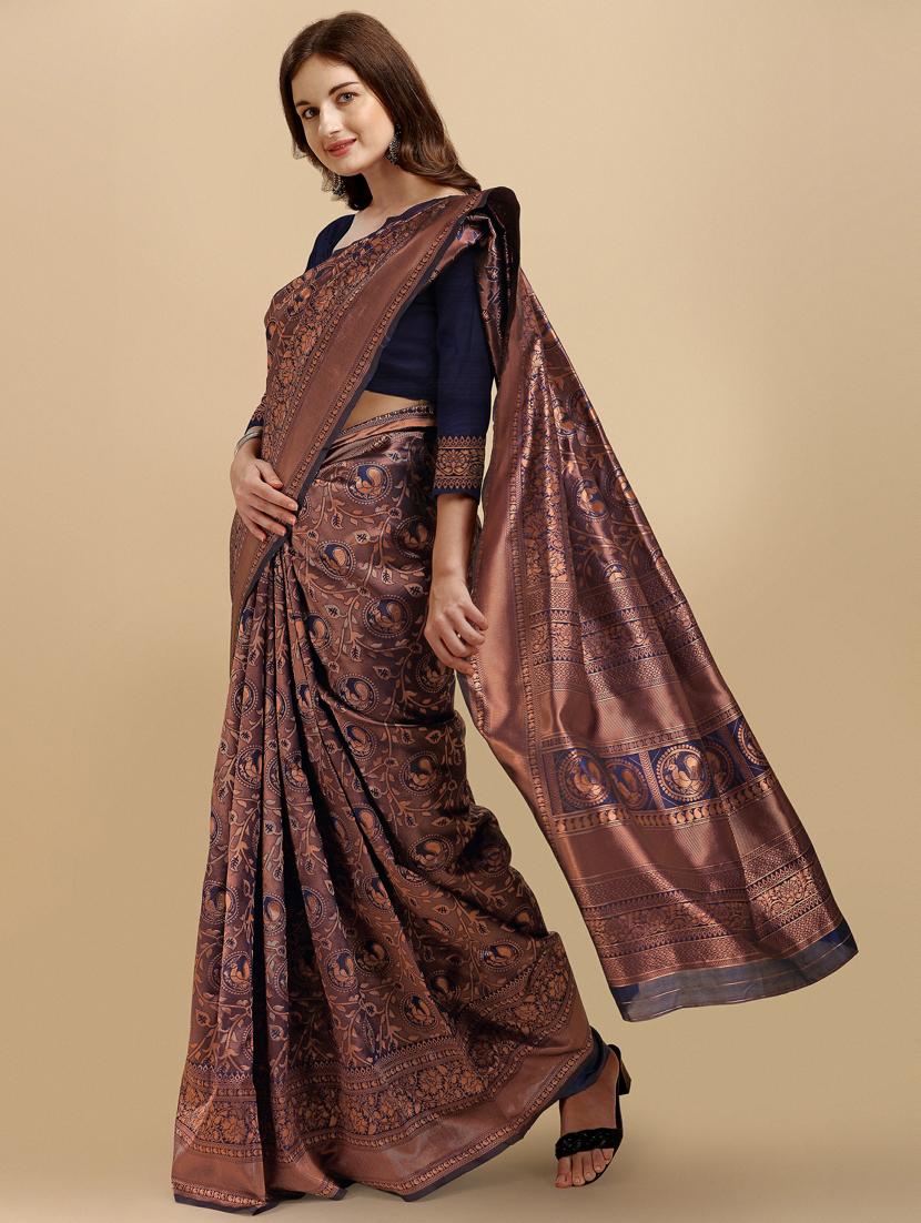 self designed jacquard saree with blouse - 19162452 -  Standard Image - 1