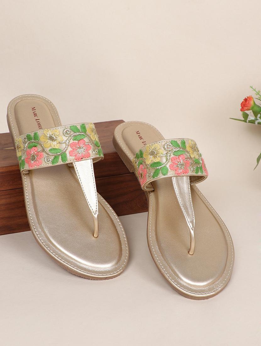 gold faux leather tstrap sandals