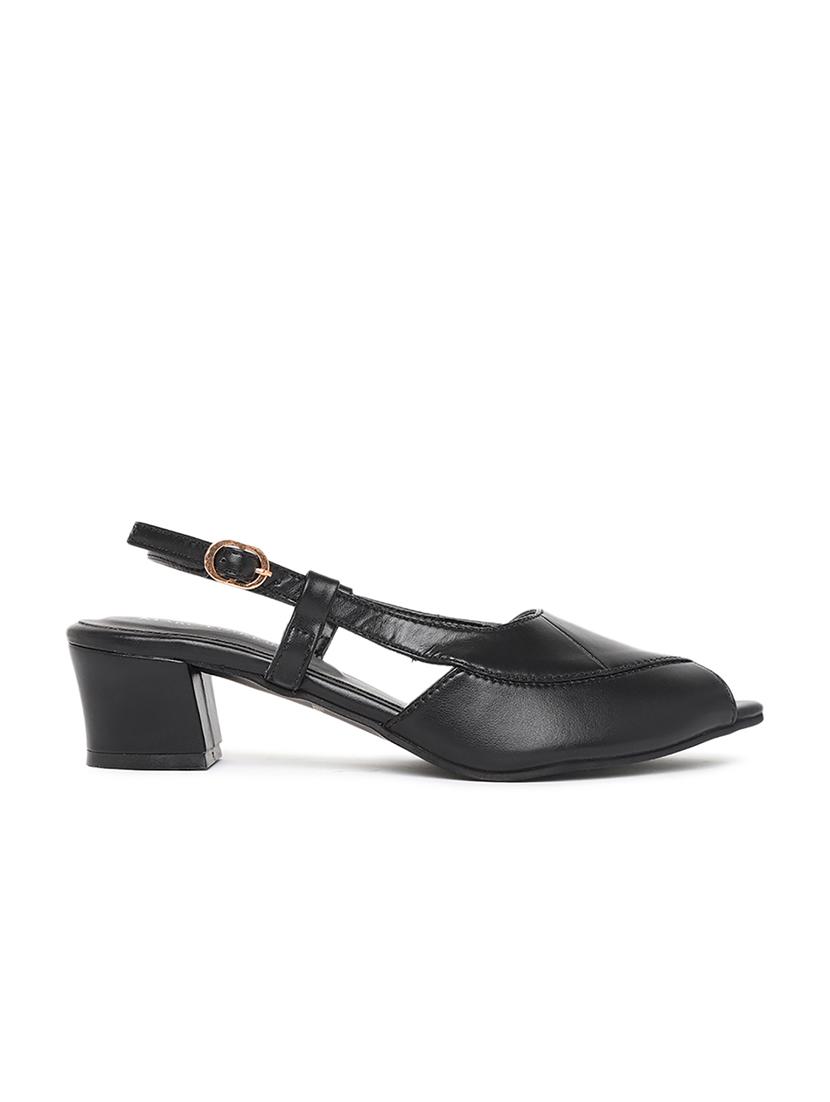 black synthetic back strap sandals - 19163542 - Standard Image - 1