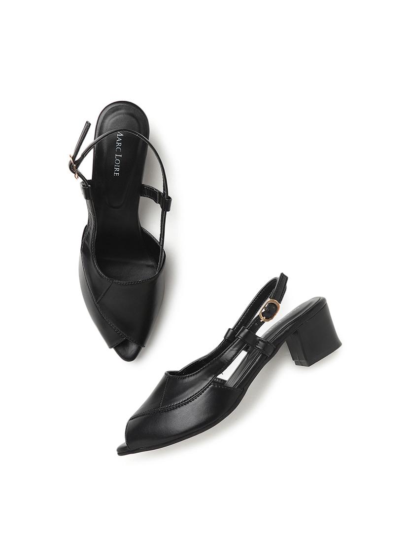 black synthetic back strap sandals - 19163542 - Standard Image - 4