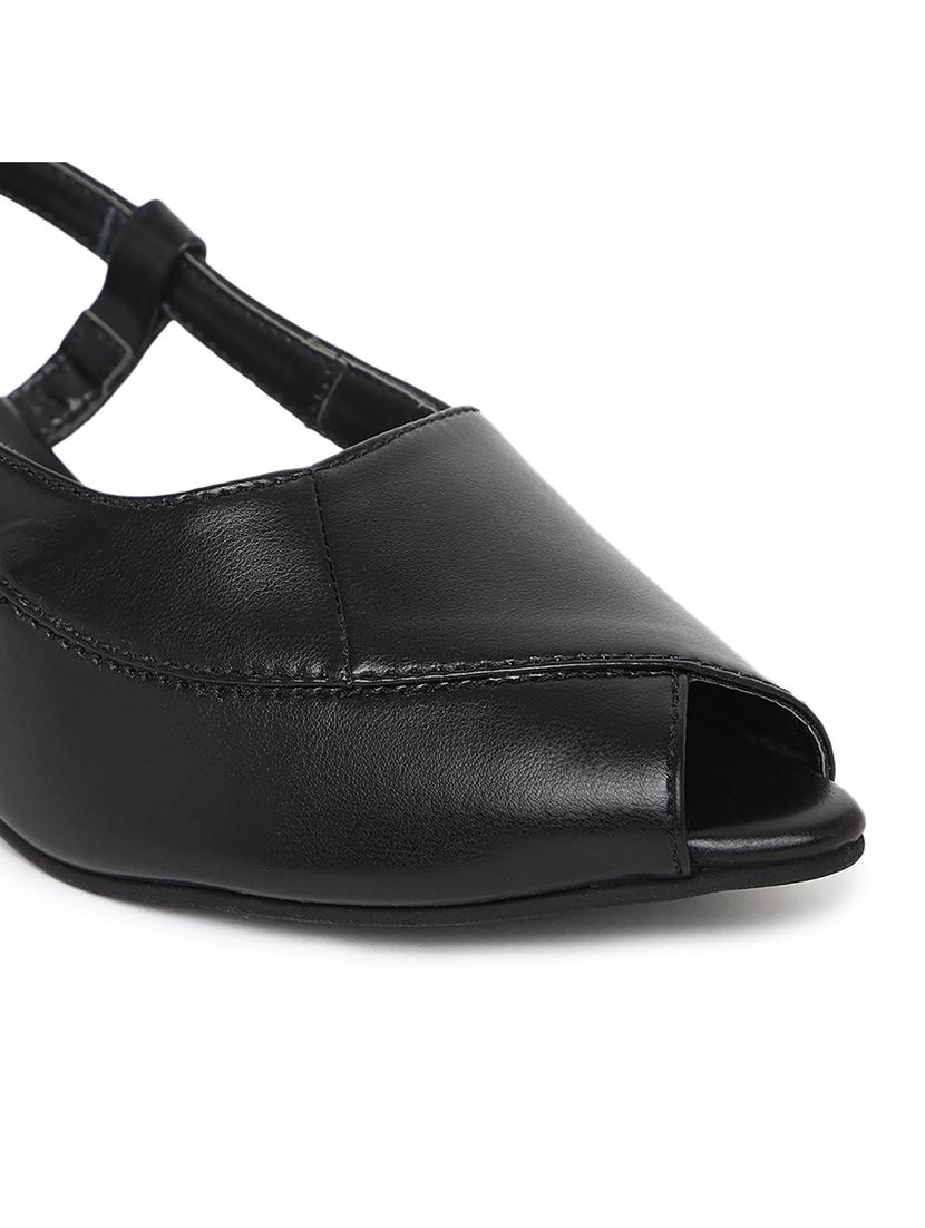 black synthetic back strap sandals - 19163542 - Standard Image - 6