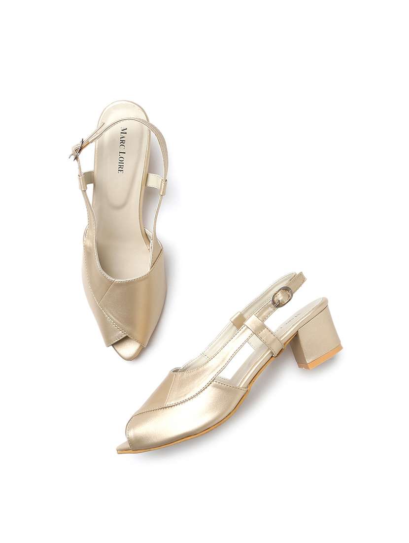 gold synthetic back strap sandals - 19163543 - Standard Image - 4