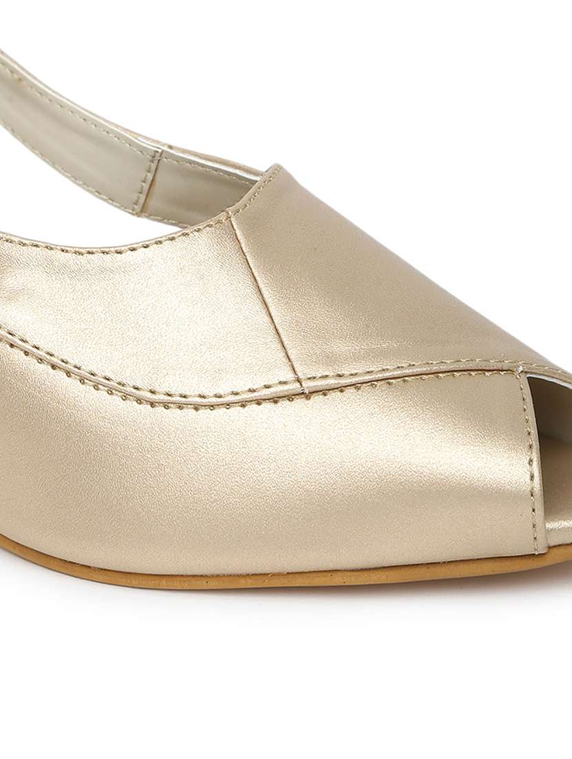 gold synthetic back strap sandals - 19163543 - Standard Image - 6