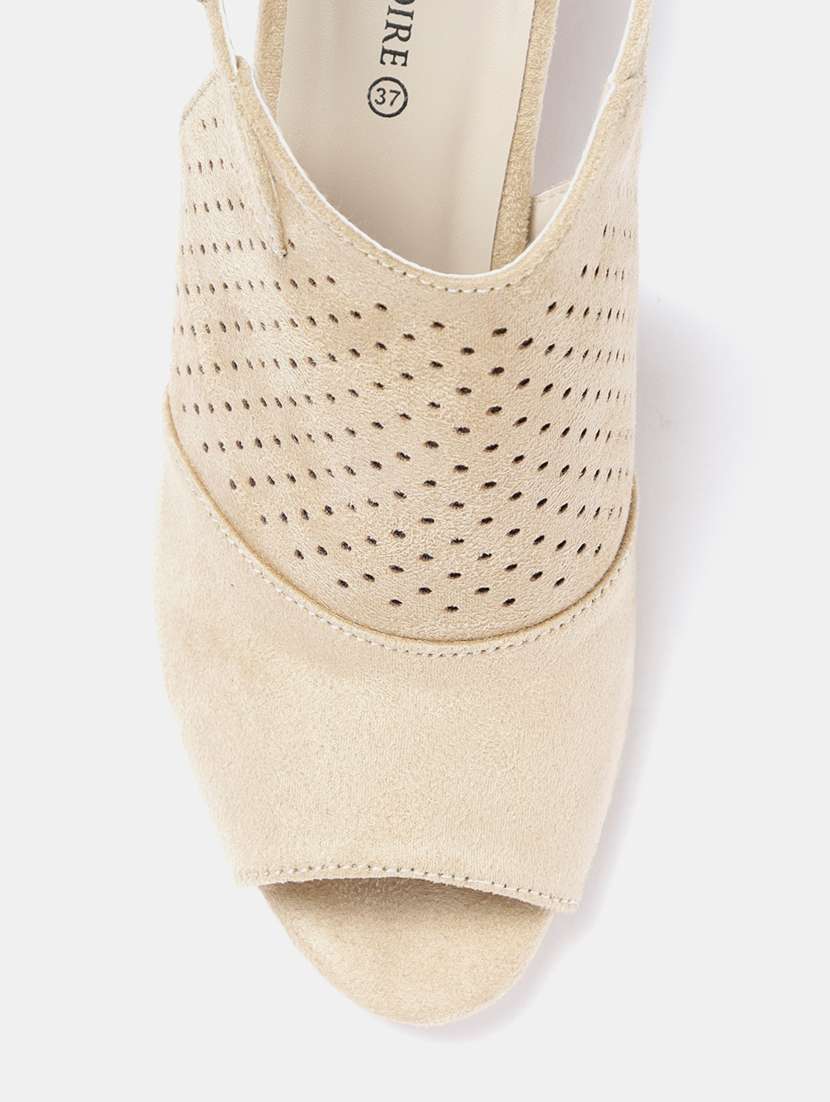 beige synthetic back strap sandals - 19163555 -  Standard Image - 4