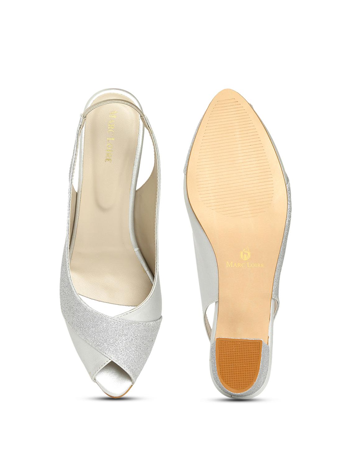 silver synthetic back strap sandals - 19163599 - Standard Image - 4