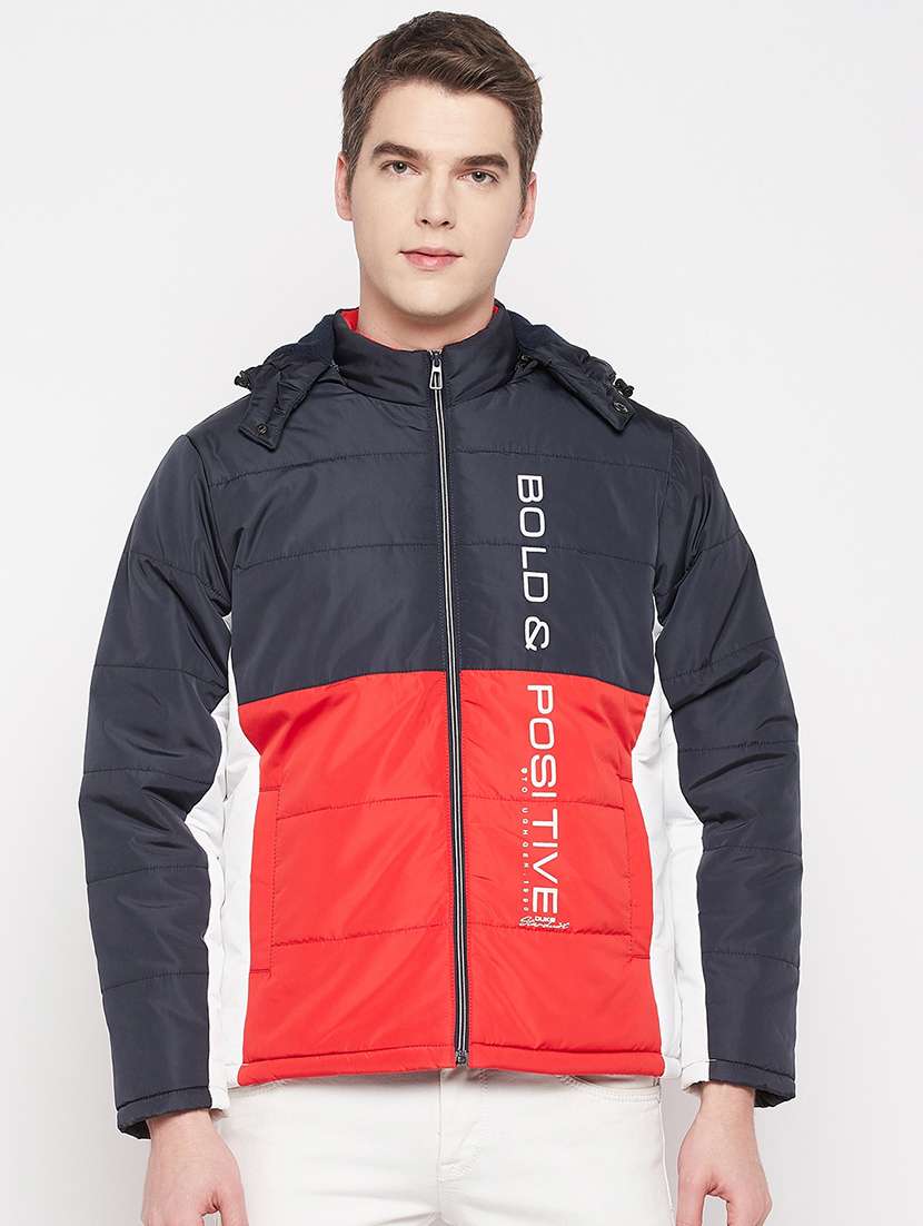 boys hood color block  bomber jacket