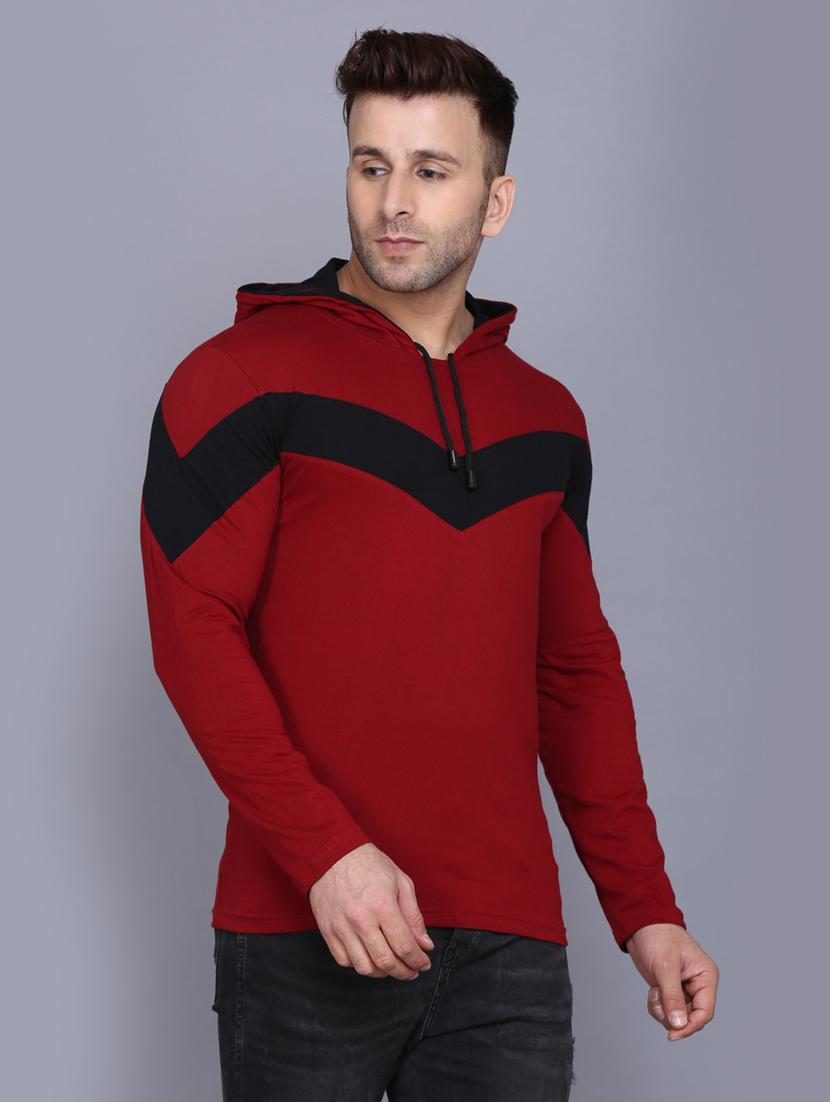 hood neck solid hooded t-shirt - 19164015 -  Standard Image - 1