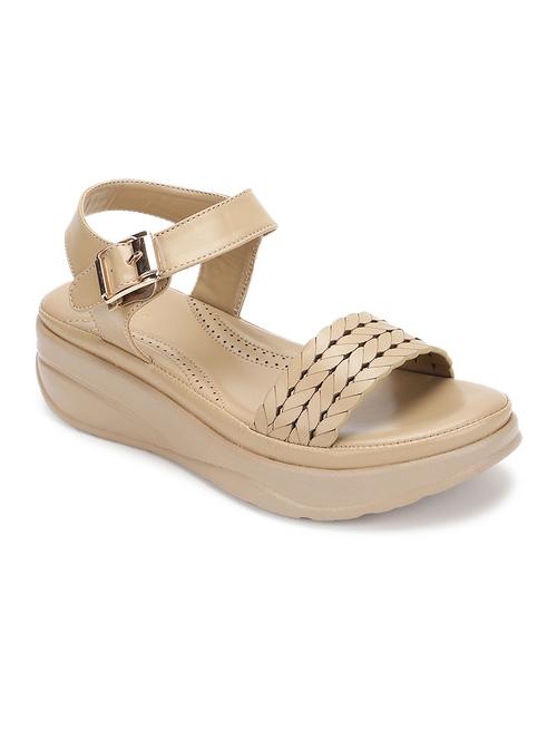 women beige ankle strap wedge - 19164331 - Standard Image - 0