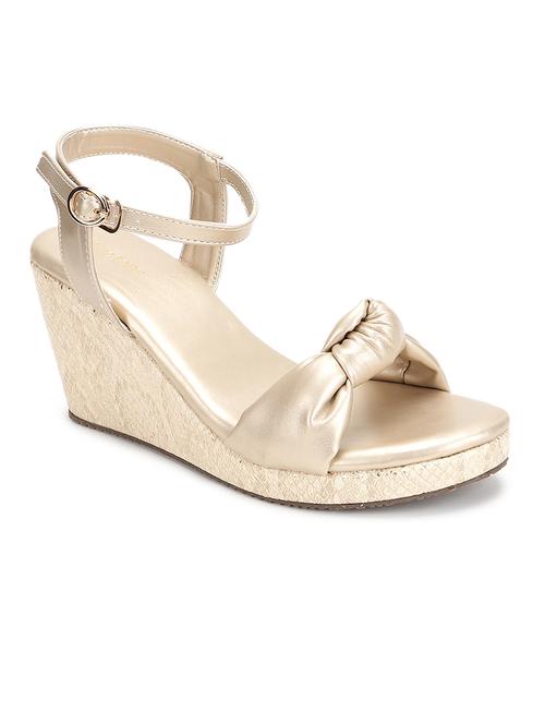 women gold ankle strap wedge - 19164345 - Standard Image - 0