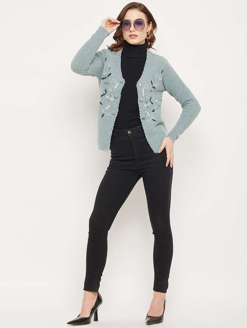 self design acrylic polyamide cardigan - 19164507 -  Standard Image - 4