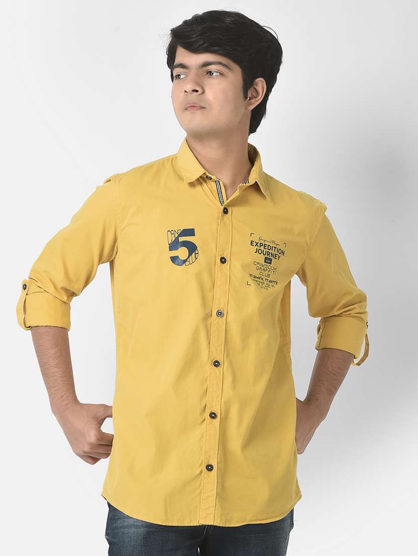 yellow coloured printed shirt