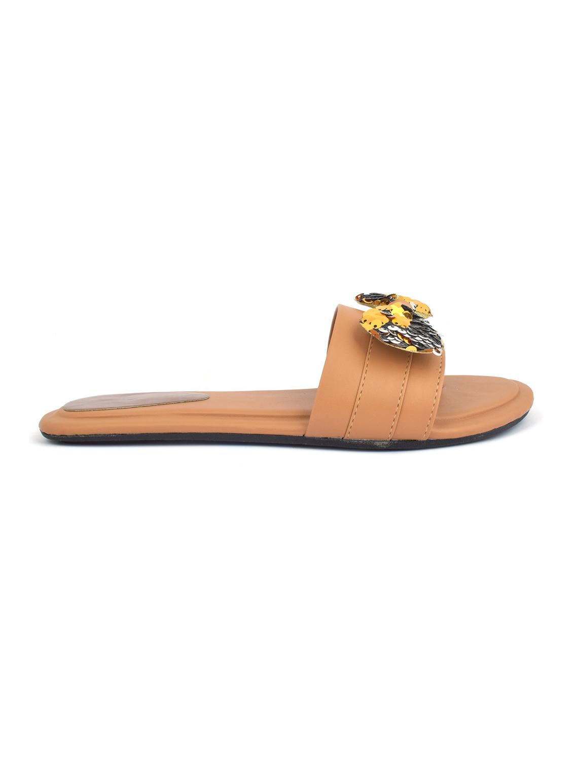 tan slip on flat sandal - 19165831 - Standard Image - 1