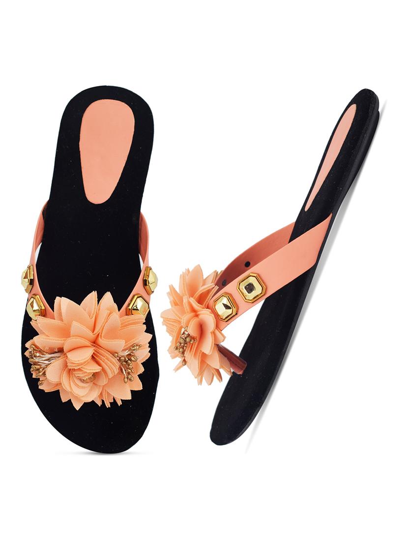 orange slip on flat sandal - 19165838 - Standard Image - 1