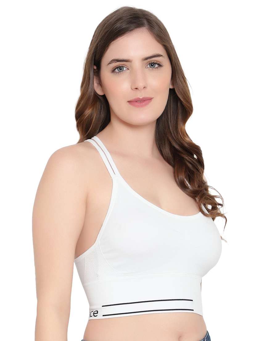 white cotton blend sports bra - 19166282 - Standard Image - 1