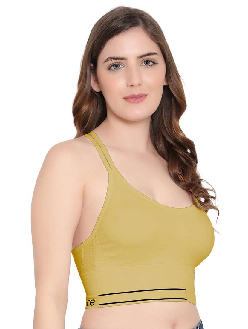 yellow cotton blend sports bra - 19166283 - Standard Image - 1