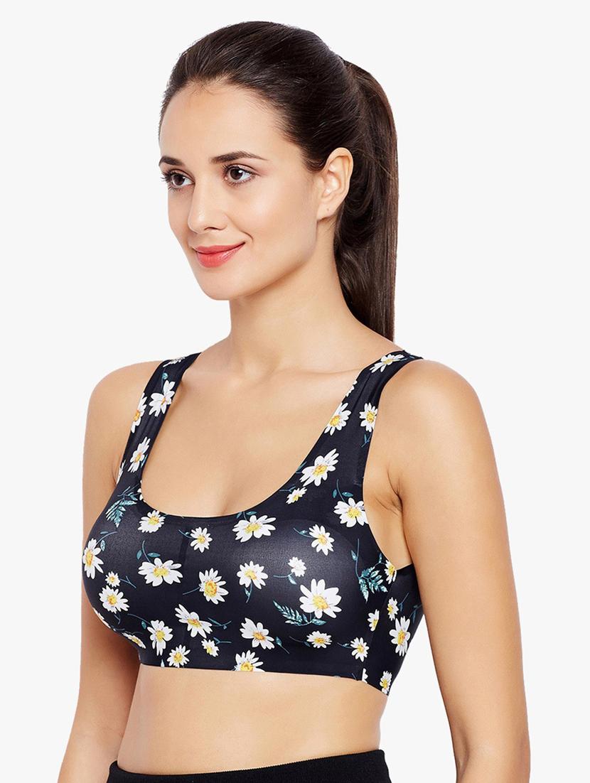 black cotton blend sports bra - 19166395 - Standard Image - 1