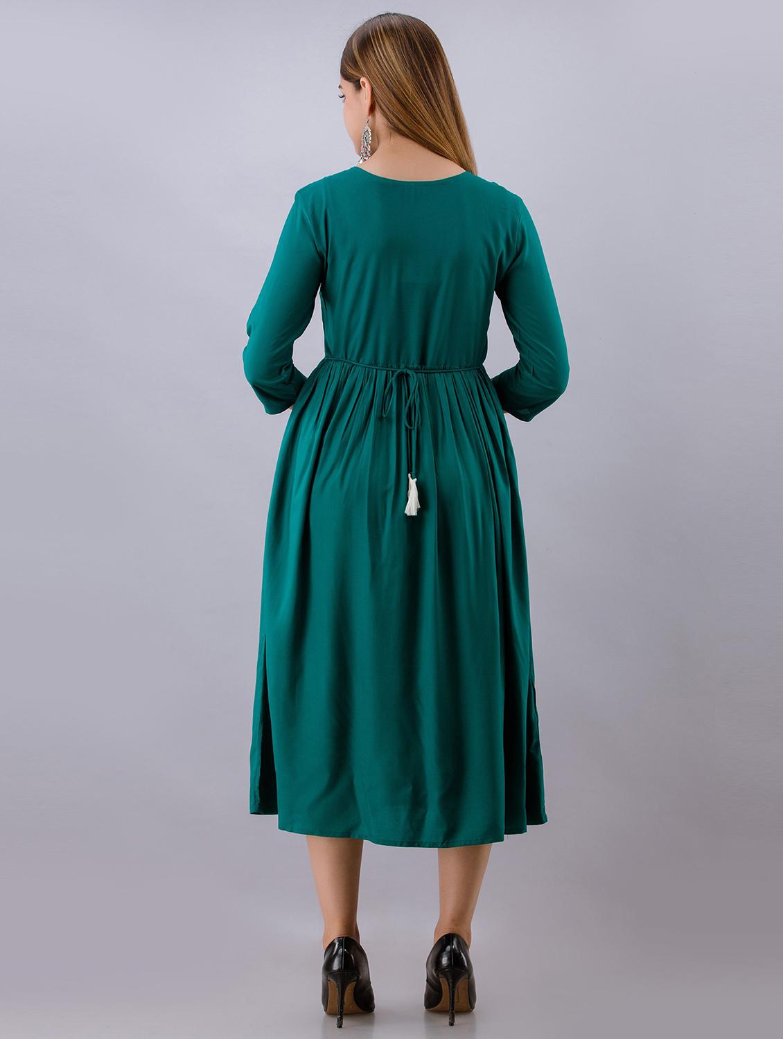 embroidered flared ethnic dress - 19166772 - Standard Image - 1