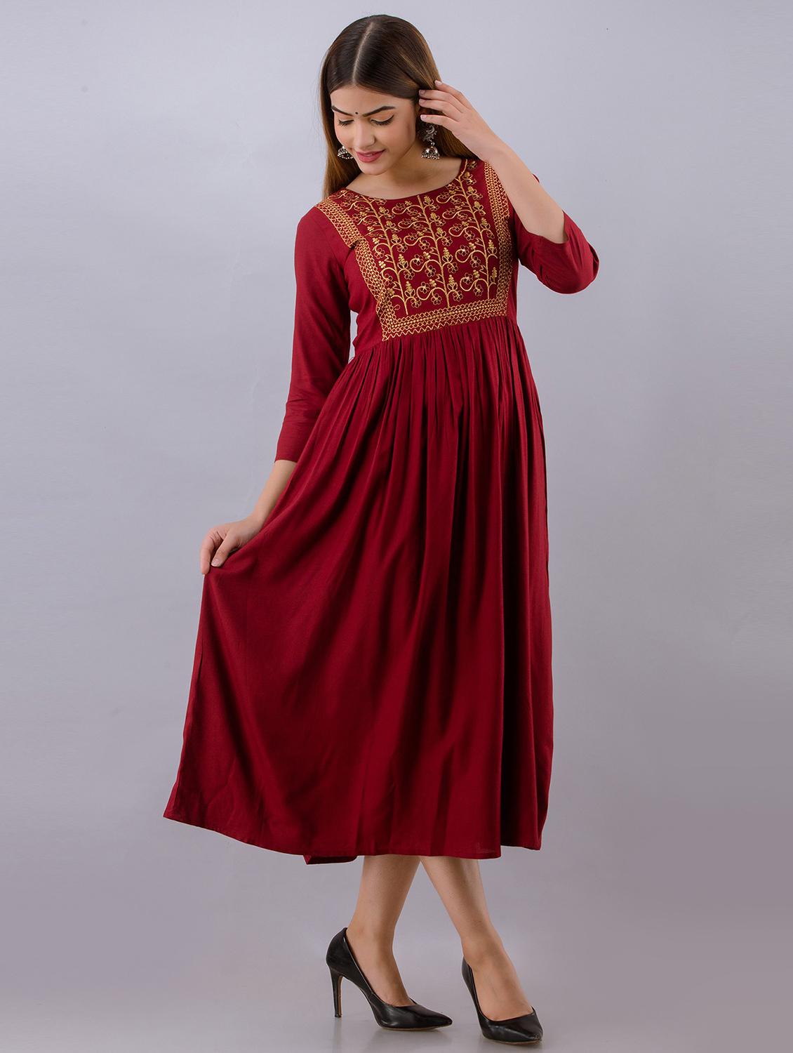 embroidered flared ethnic dress - 19166776 -  Standard Image - 1