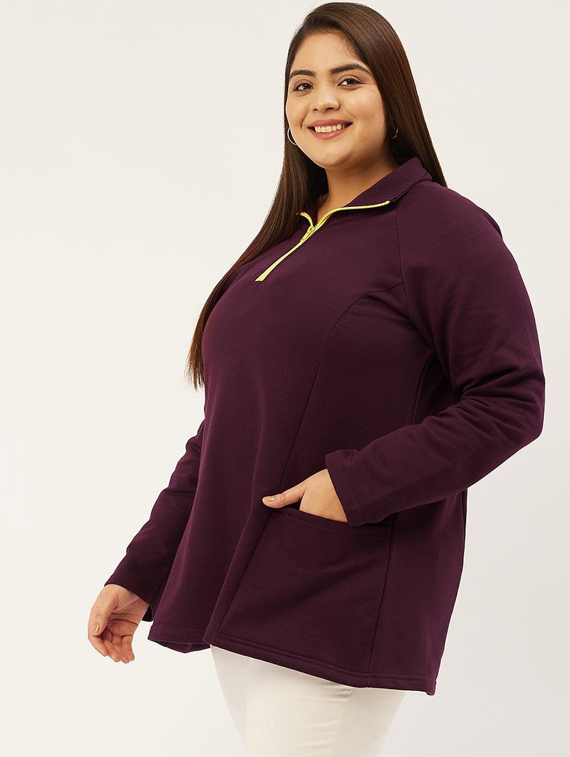 stand collar solid sweatshirt - 19166862 - Standard Image - 1