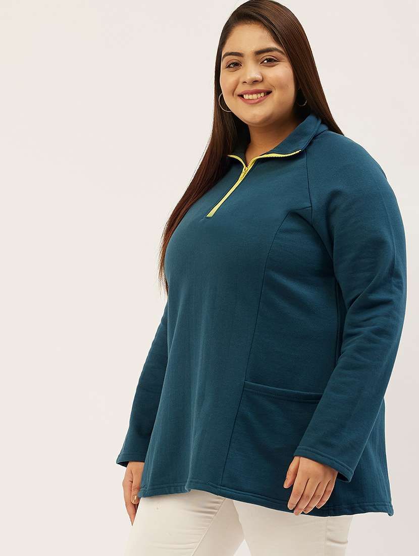 stand collar solid sweatshirt  - 19166863 -  Standard Image - 1
