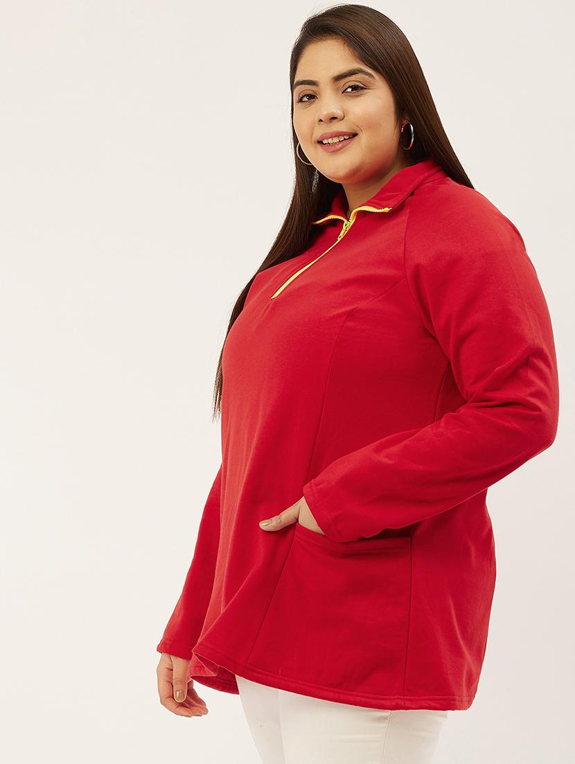 stand collar solid sweatshirt - 19166866 - Standard Image - 1