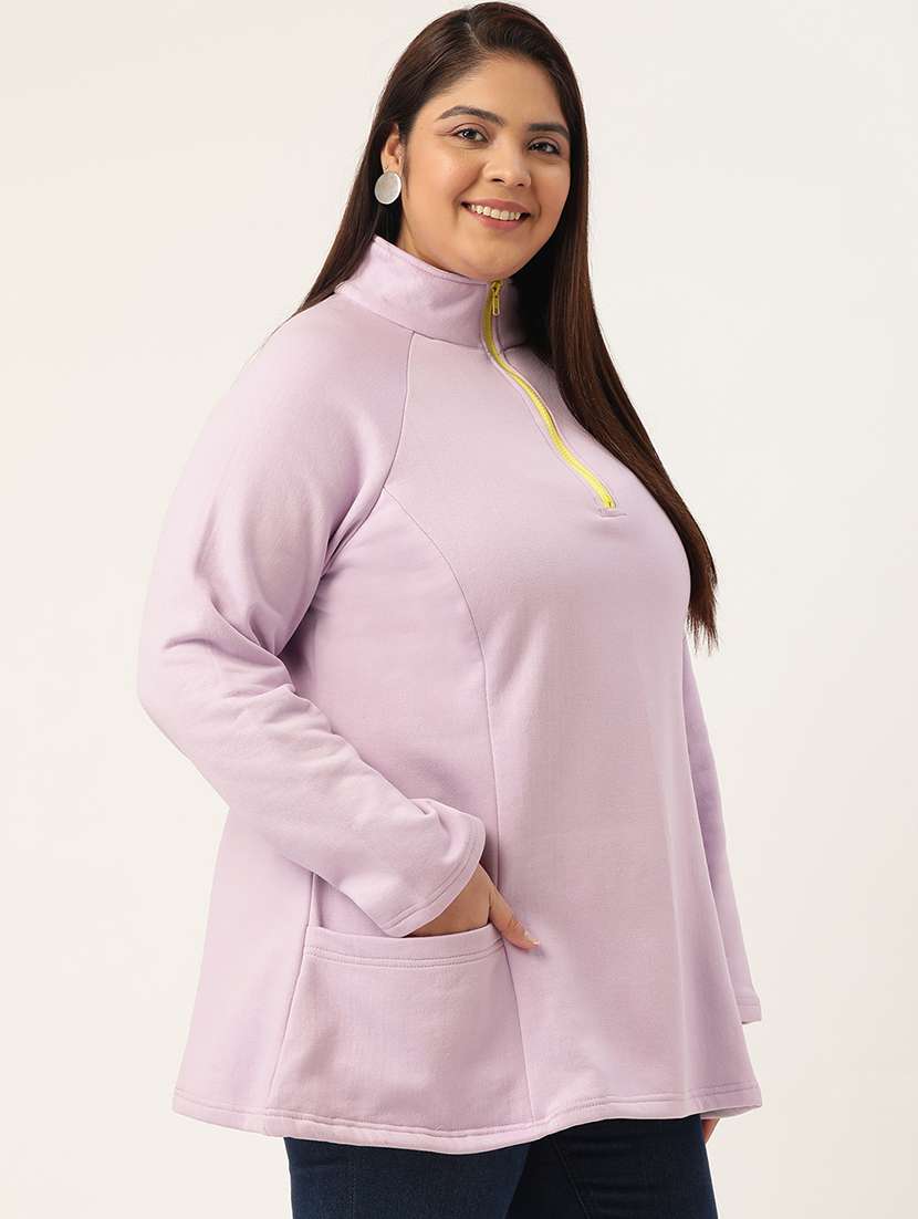stand collar solid sweatshirt  - 19166870 -  Standard Image - 1