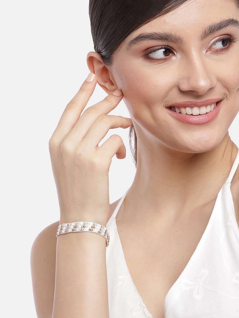white metal bangle bracelet - 19166907 - Standard Image - 4