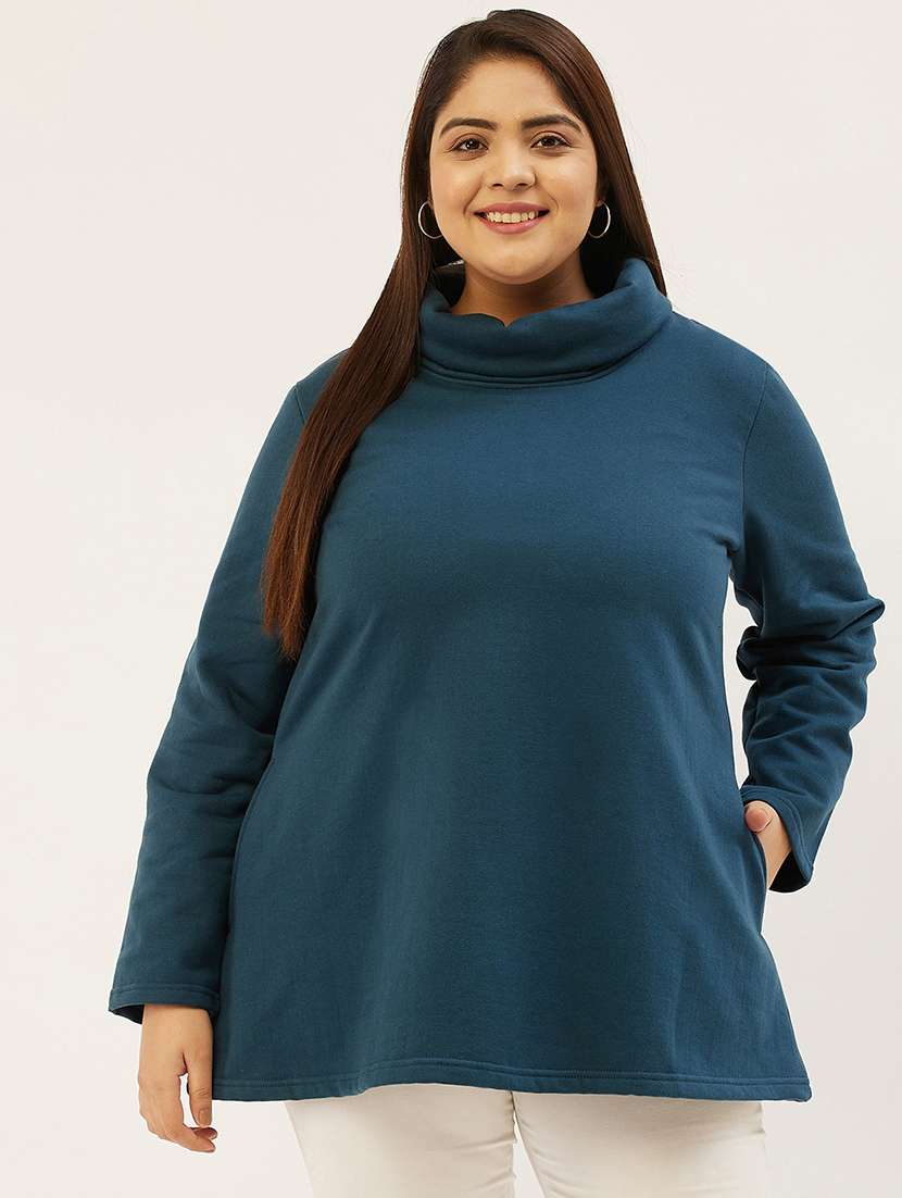 blue cotton blend plus sweatshirt