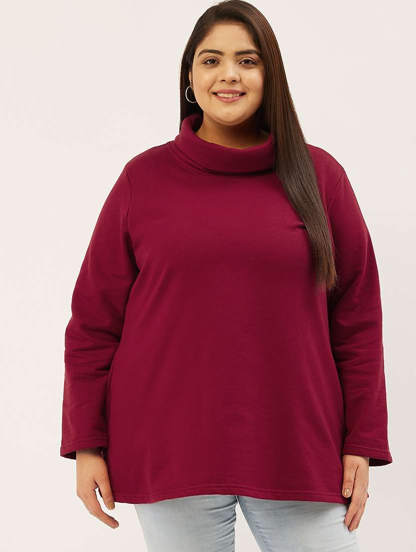 maroon cotton blend plus sweatshirt