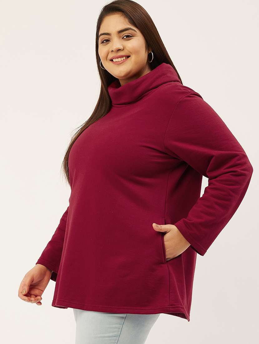 maroon cotton blend plus sweatshirt - 19167559 -  Standard Image - 1