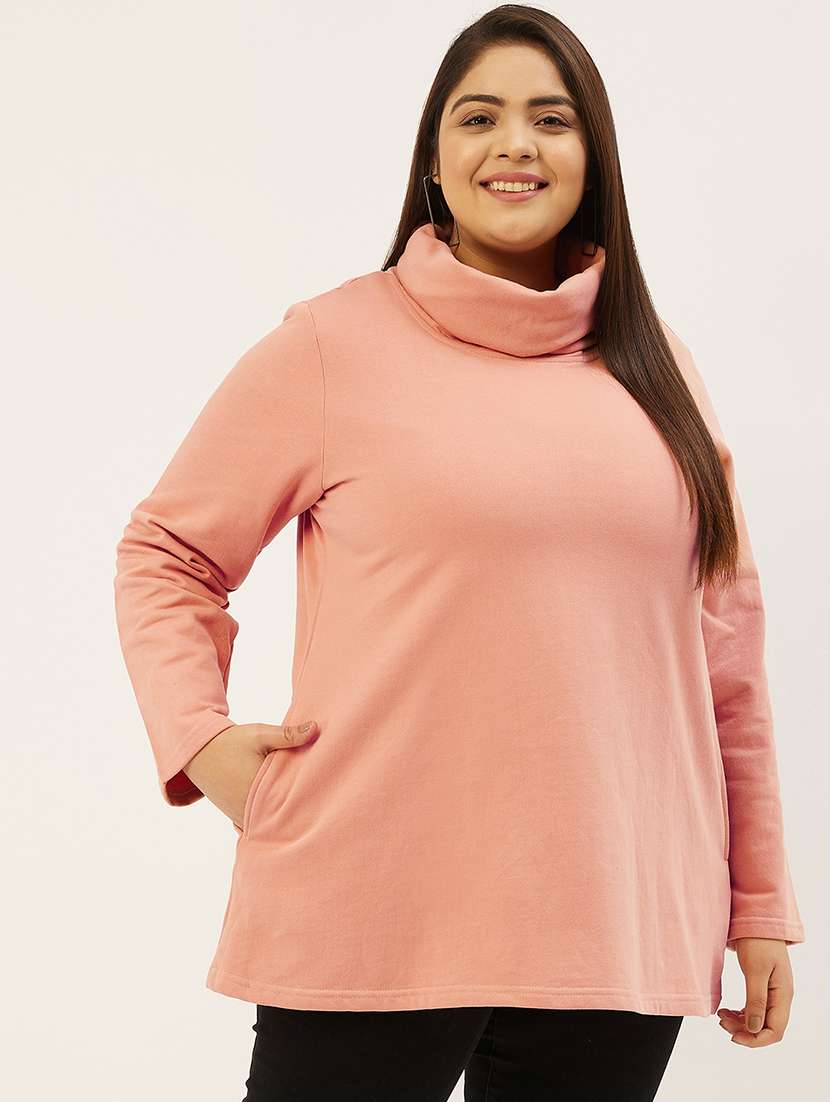 pink cotton blend plus sweatshirt