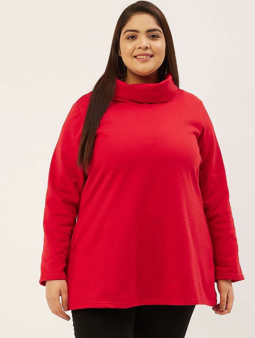red cotton blend plus sweatshirt