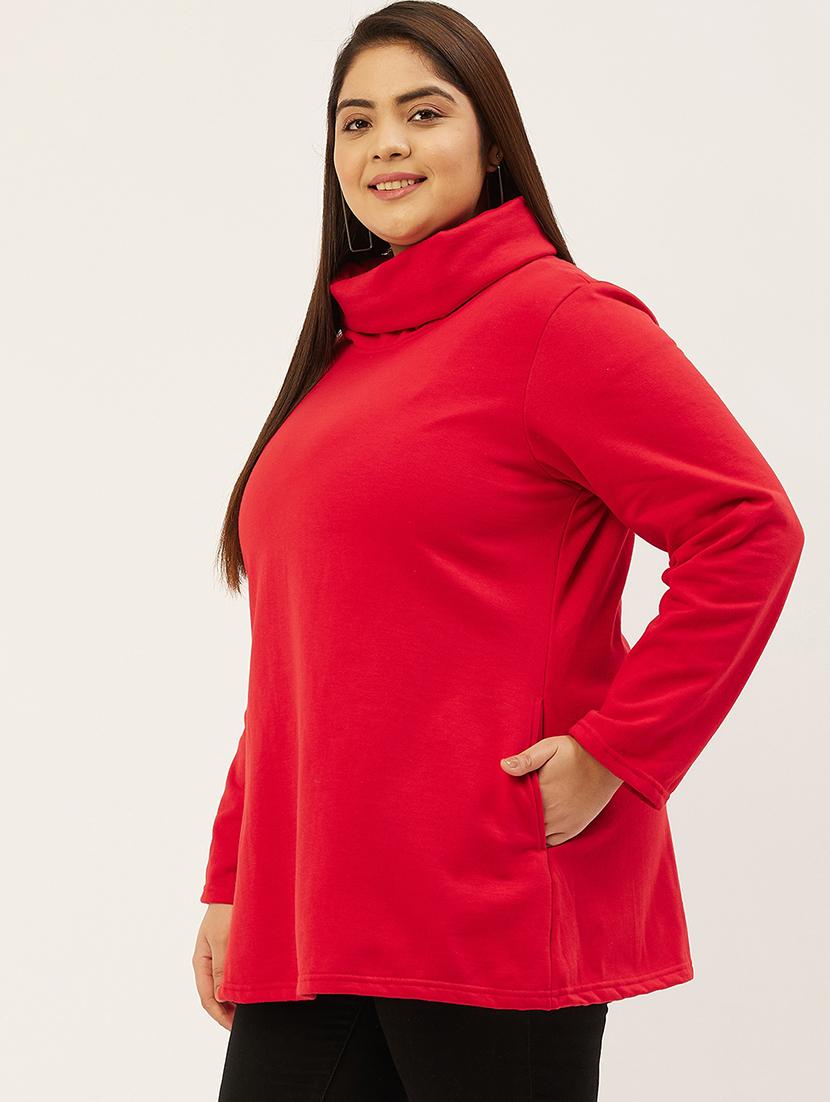 red cotton blend plus sweatshirt - 19167562 - Standard Image - 1
