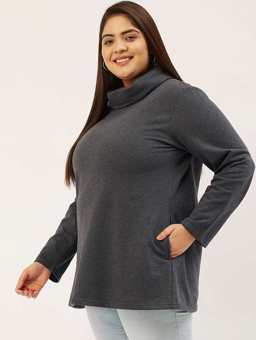 grey cotton blend plus sweatshirt - 19167563 - Standard Image - 1