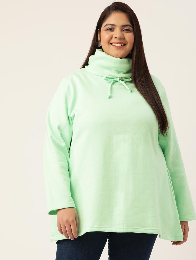 green cotton blend plus sweatshirt