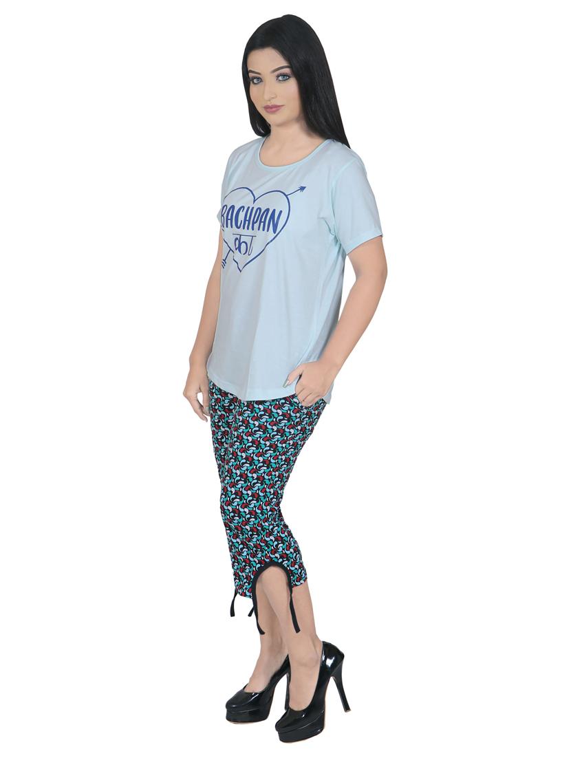 round neck printed nightwear set - 19167598 - Standard Image - 1
