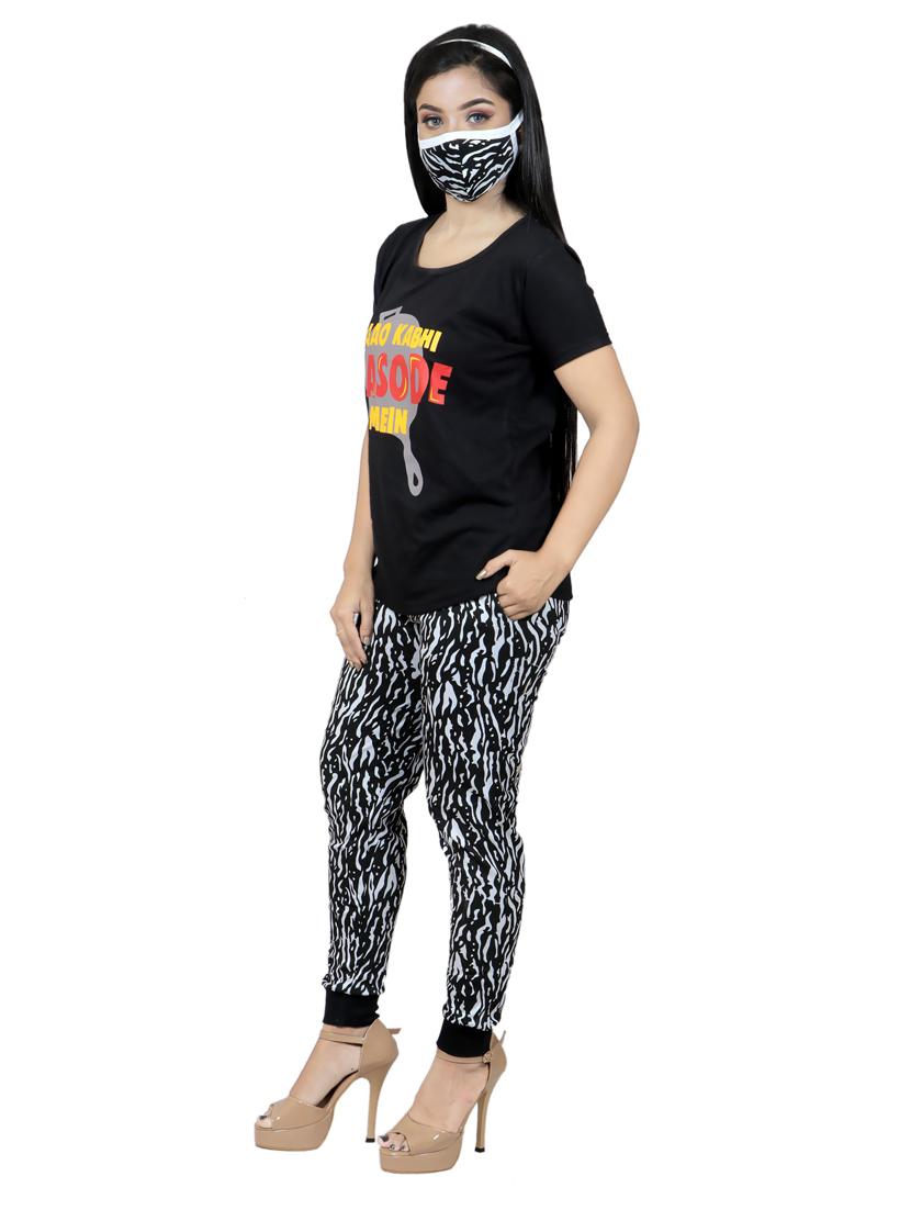 round neck printed nightwear set - 19167608 - Standard Image - 1