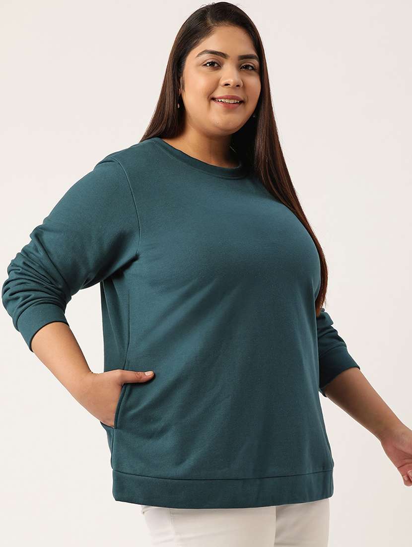 round neck solid plus sweatshirt - 19169459 -  Standard Image - 1