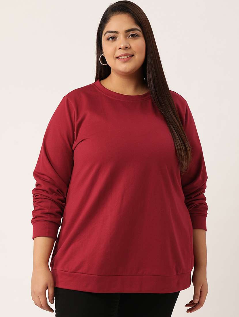 maroon cotton blend plus sweatshirt