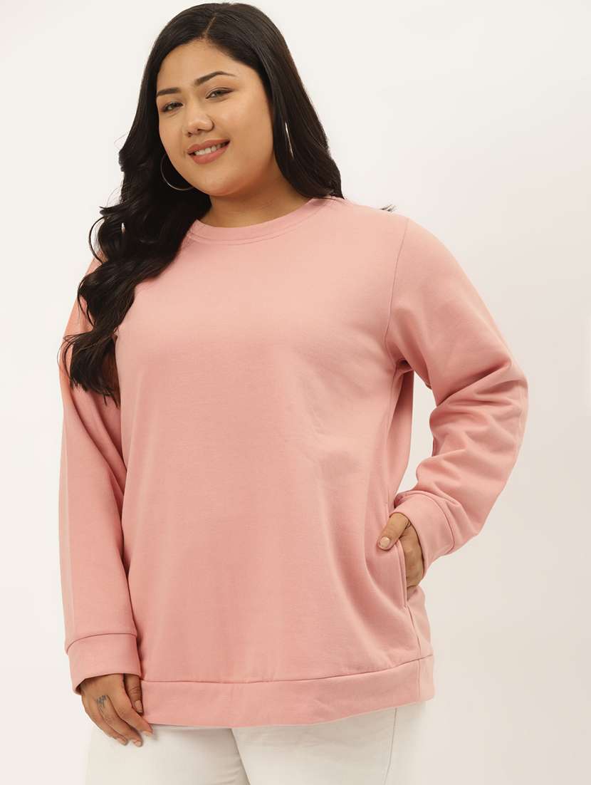 pink cotton blend plus sweatshirt - 19169462 -  Standard Image - 1
