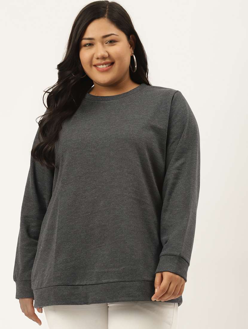 round neck solid plus sweatshirt